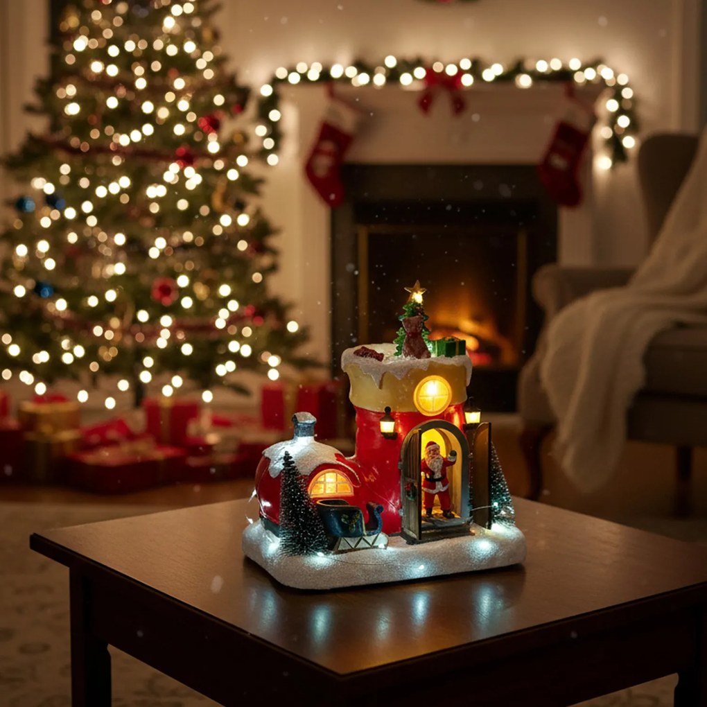 Villaggio stivale di Babbo Natale con led