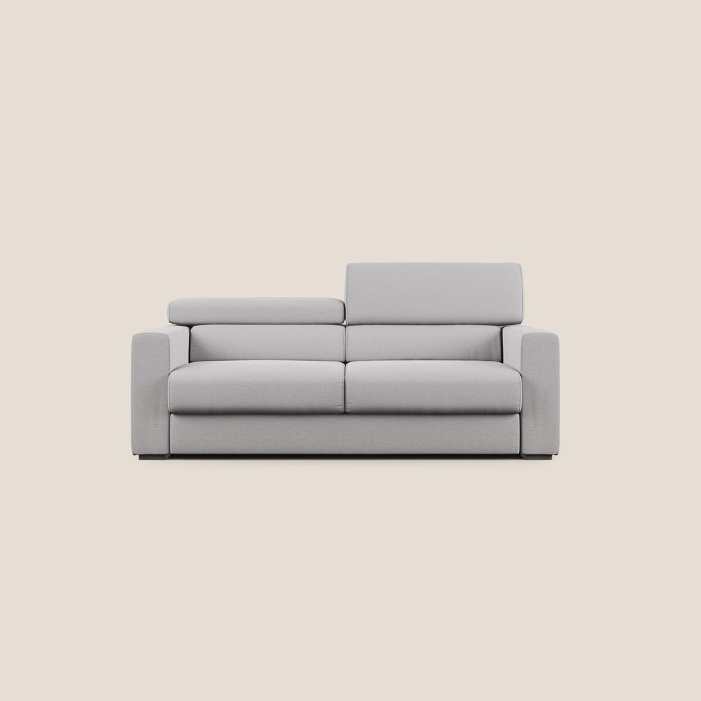 Dylan divano allungabile con pouf estraibile poggiapiedi in tessuto fiammato simil cotone impermeabile T19