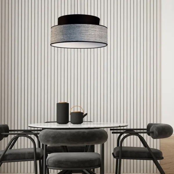 Lampadario a sospensione con filo GRACE 1xE27/60W/230V diametro 40 cm nero/grigio