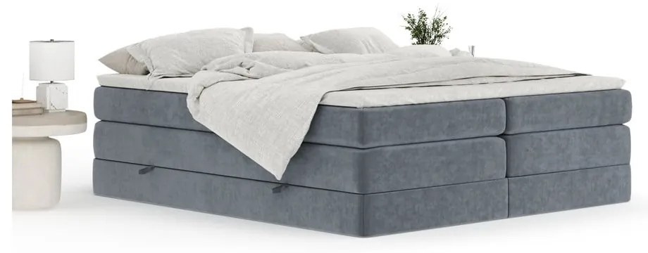 Letto boxspring grigio scuro con contenitore/senza testiera 160x200 cm Juniper – Maison de Rêve
