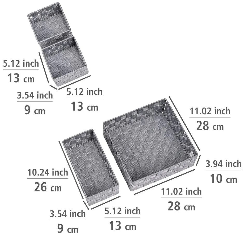 Set di 4 organizer da bagno in plastica grigia Adria - Wenko