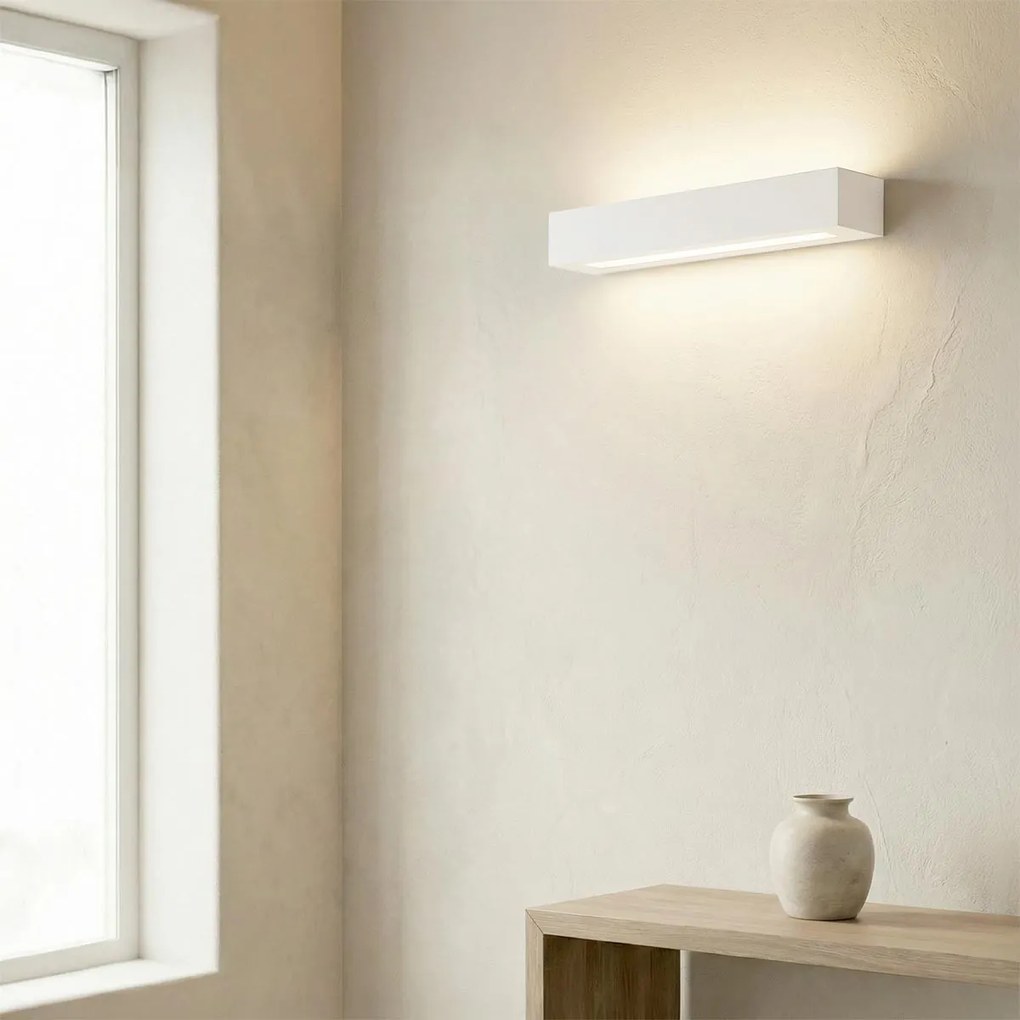 Applique da Parete 3xE14 Rettangolare 55cm in Gesso Pitturabile