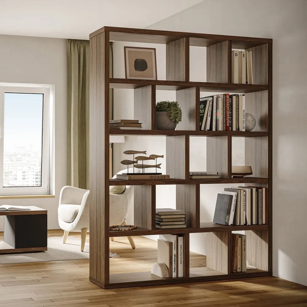 Libreria marrone effetto noce 150x198 cm Berlin - TemaHome