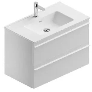 Mobile sottolavabo e lavabo Linea bianco opaco in truciolare L 80 x H 55 x P 46 cm 2 cassetti