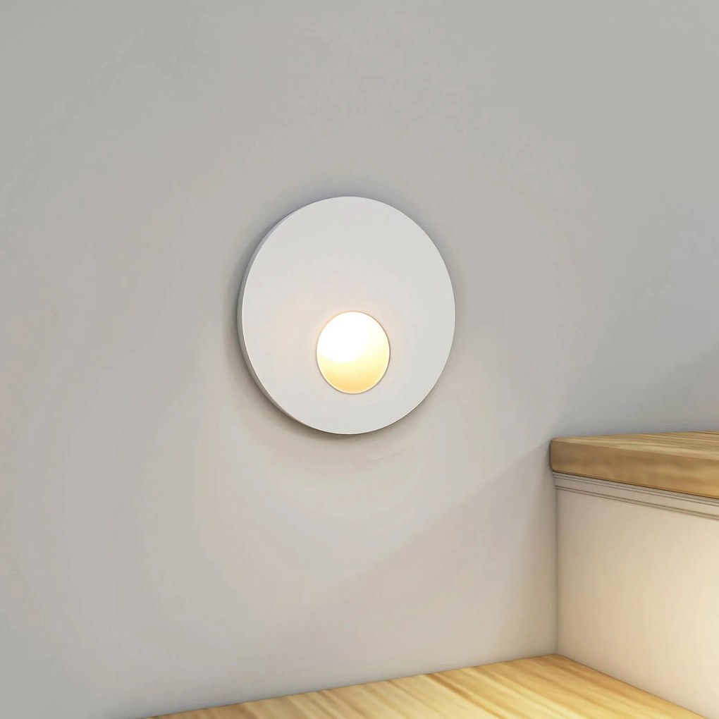 Arcchio Luci LED da incasso Vexi, Ø 7,5 cm, bianco, alluminio, CCT Vexi Arcchio, dimmerabile, Bianco / Opale, Soggiorno / Sala da pranzo, Alluminio, Moderno, Faretto da incasso a parete