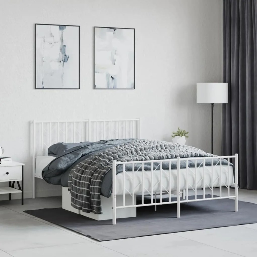 Giroletto Con Testiera E Pediera Metallo Bianco 140x190 Cm /