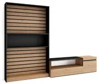 Mobile Soggiorno TV, 260x186x35cm, Per TV fino a 65 , Rovere e nero RF 2531