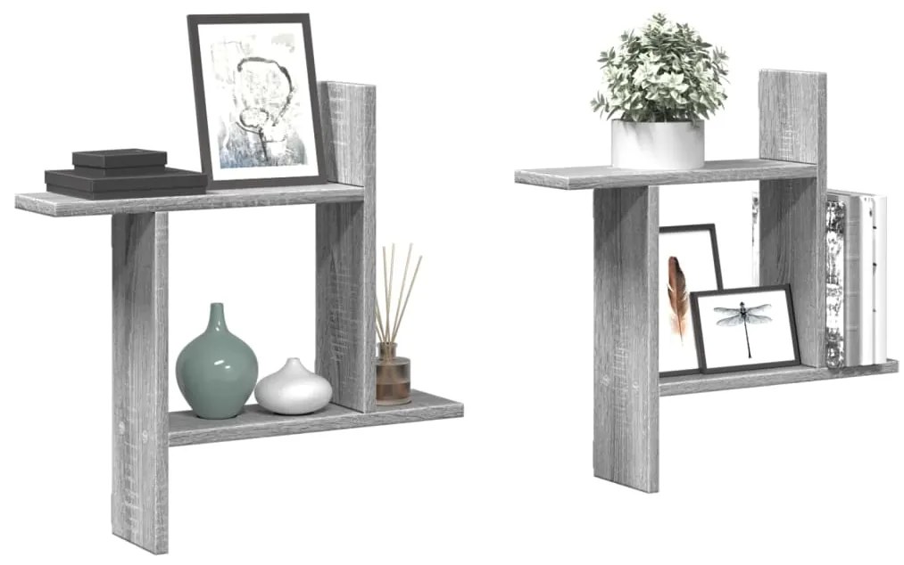 Mensole A Parete 2pz Grigio Sonoma 50x12x50 Cm İn Truciolato /
