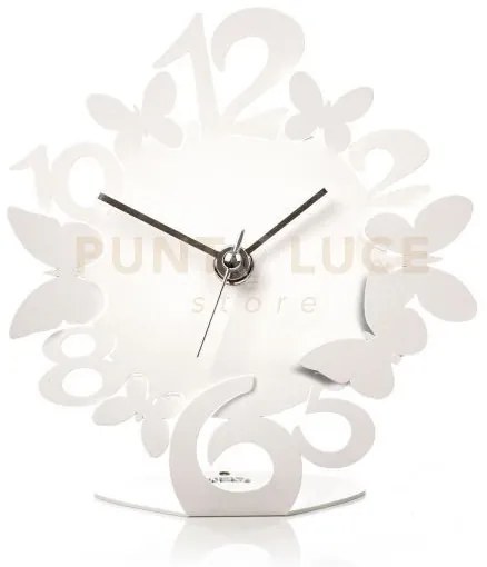 Orologio sciame farfalline bianco in ferro 14x15cmh