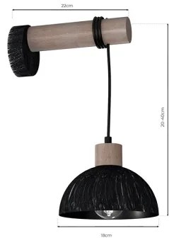 Applique ERIK 1xE27/60W/230V marrone/nera