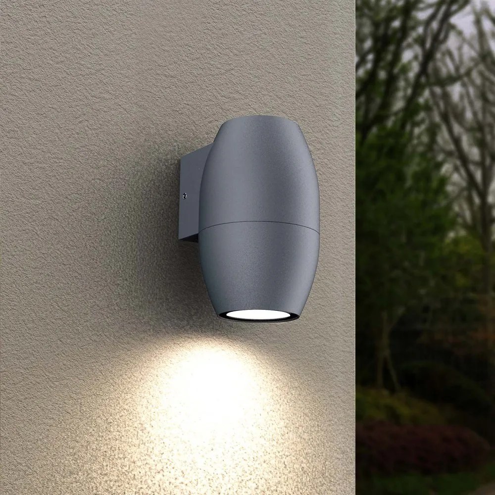Applique Ovale Monodirezionale IP65 GU10 per esterni - Grigia Colore del corpo Grigio