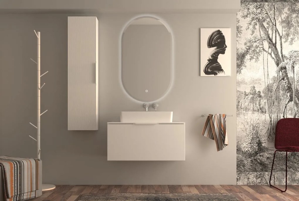 Mobile da bagno sospeso sotto lavabo L 90 x H 43 x P 44 cm bianco laccato opaco, 3 cassetti BADEN HAUS MODULA