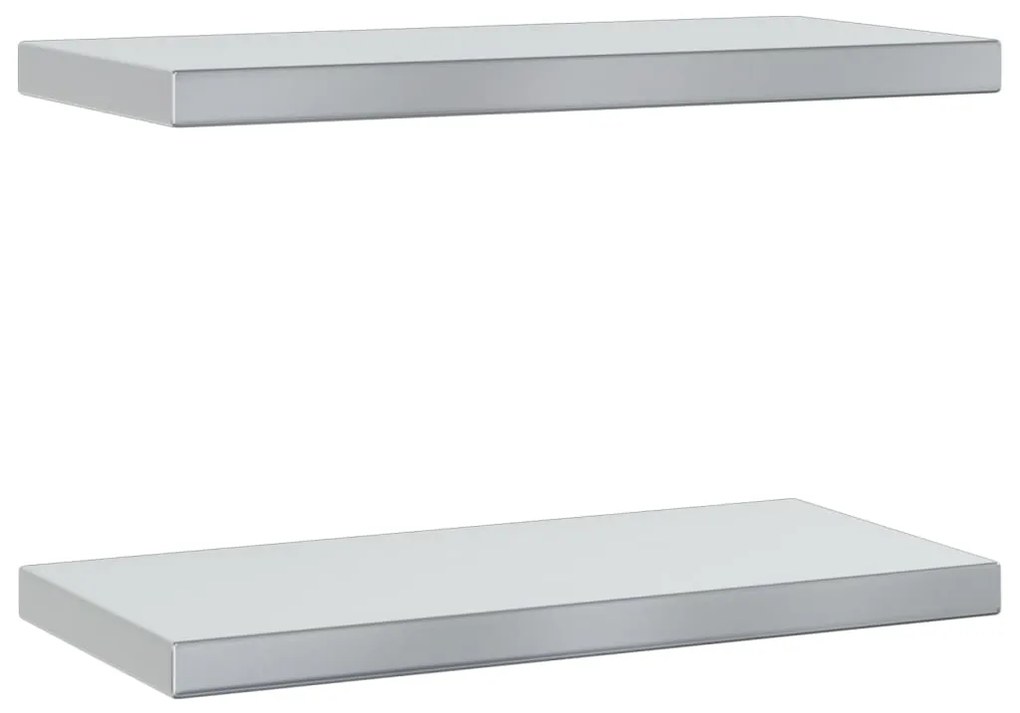 Mensole a muro 2 pz 50x23,5x3cm argento in acciaio inossidabile