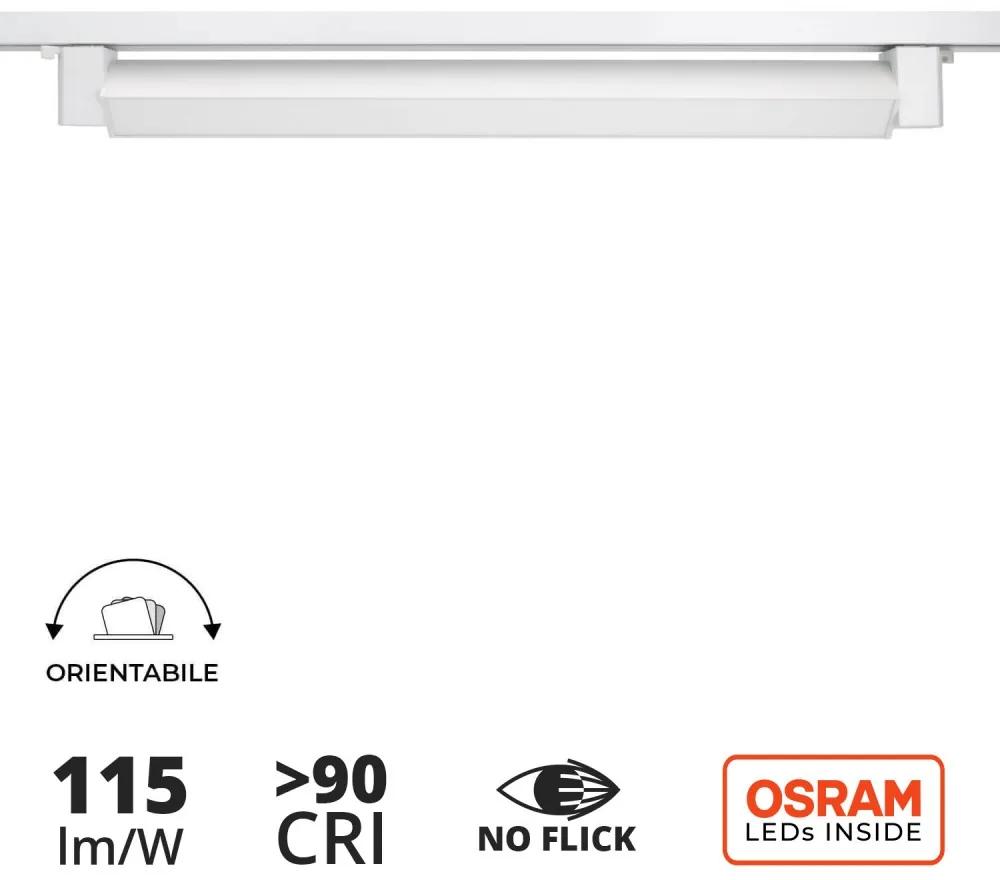 Faro LED Lineare 24W per Binario Monofase, Orientabile Bianco - OSRAM LED 100° Colore Bianco Freddo 6.000K
