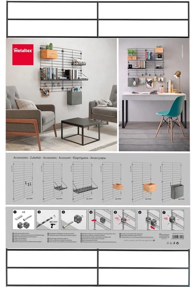 Staffa in metallo nero per scaffalatura modulare Mural - Metaltex