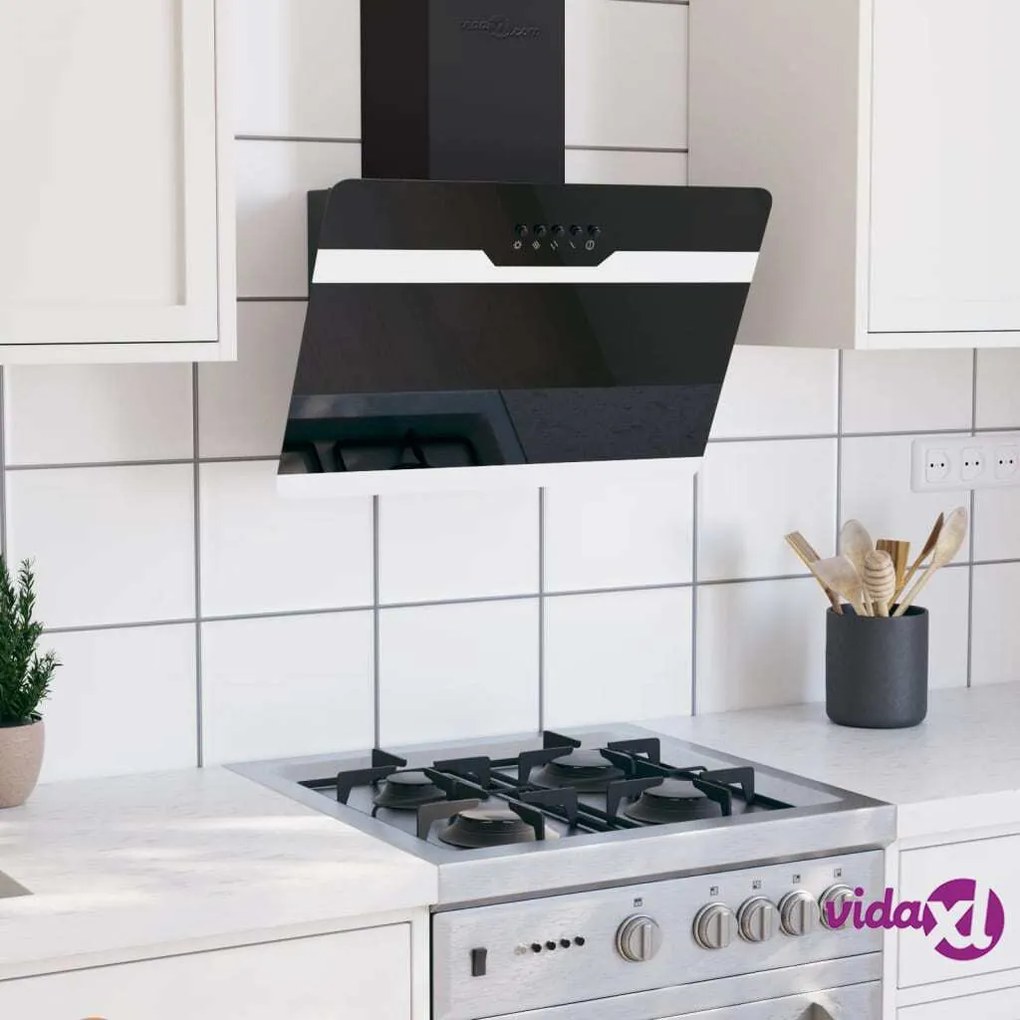 vidaXL Cappa a Parete 60 cm in Acciaio e Vetro Temperato Nero