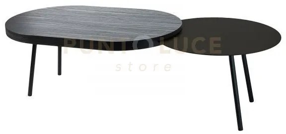 Tavolino packtop grande nero ,base nera ,finitura wengè in ferro e ...