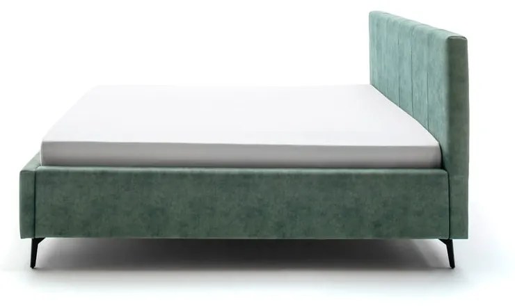 Letto matrimoniale imbottito verde con contenitore con rete inclusa 160x200 cm Lizzano – Meise Möbel