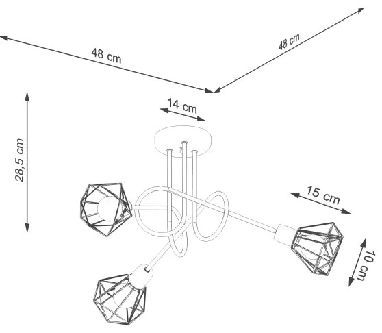 Sollux SL.1109 - Lampadario a stelo ARTEMIS 3xE14/40W/230V nero