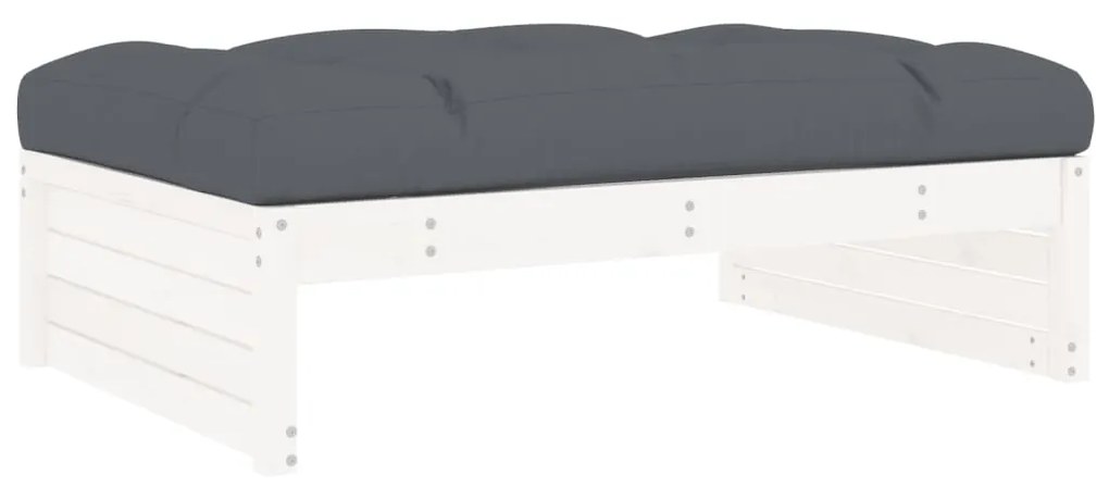 Set divani da giardino 5pz con cuscini in legno massello bianco