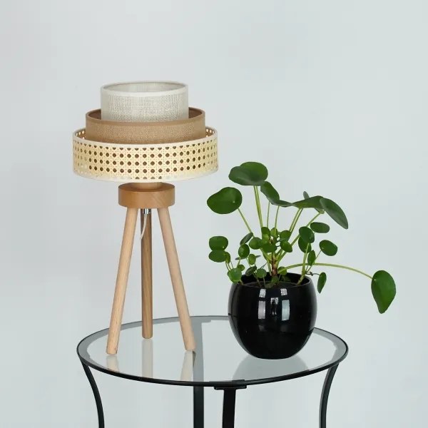 Brilagi - Lampada da tavolo CEDAR LUNETA 1xE27/15W/230V rattan/marrone/crema