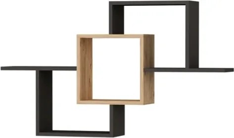Mensola Sospesa 3 Vani A Cubo Design Moderno 120x22x80 Elena Rovere Antracite