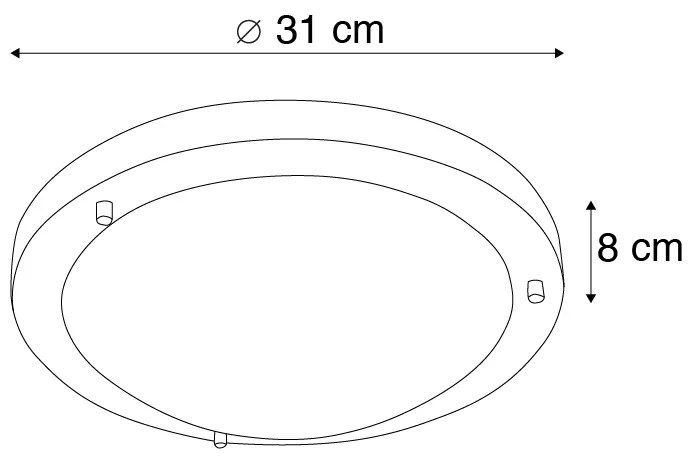 Plafoniera moderna in acciaio 31 cm IP44 - Yuma