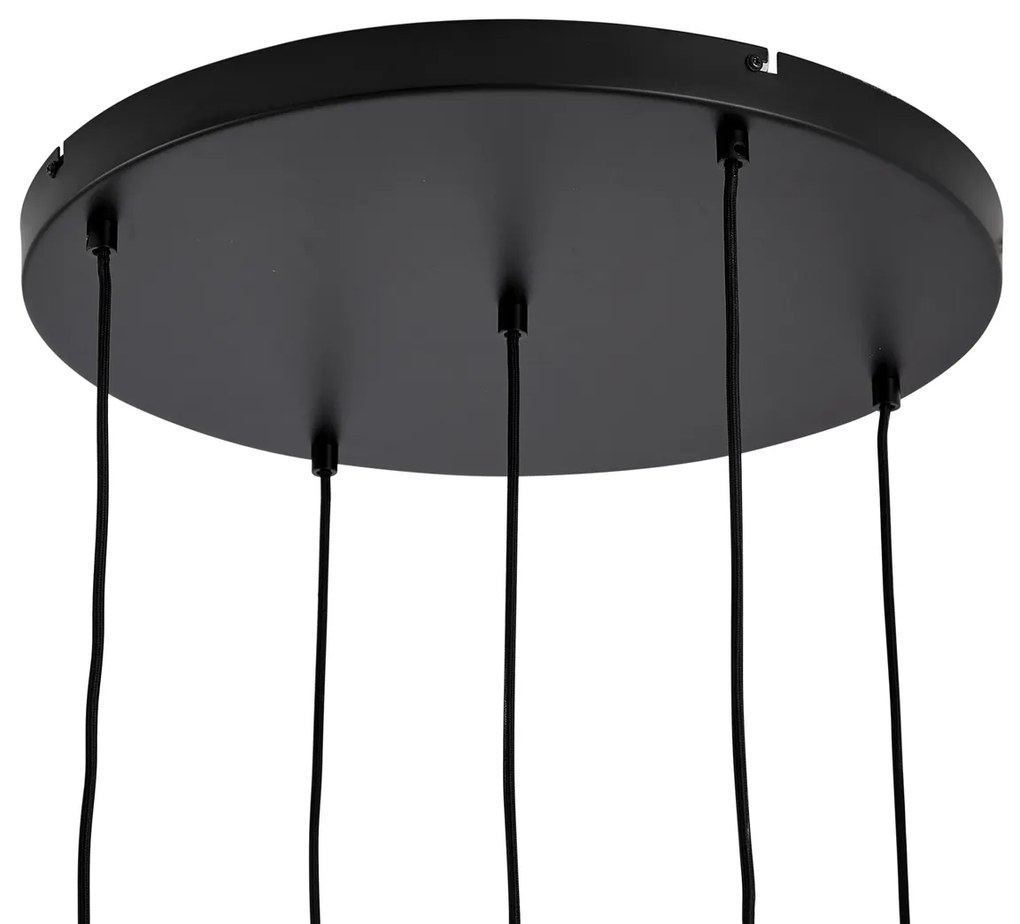 Lampada a sospensione Hotel Chic nera e oro con vetro verde 5 luci - Zuzanna