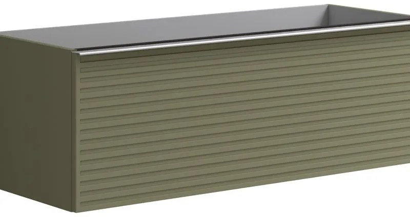 Mobile da bagno sotto lavabo Pixel stripes verde laccato opaco L 120 x H 40 x P 45.5 cm 2 cassetti, lavabo non incluso