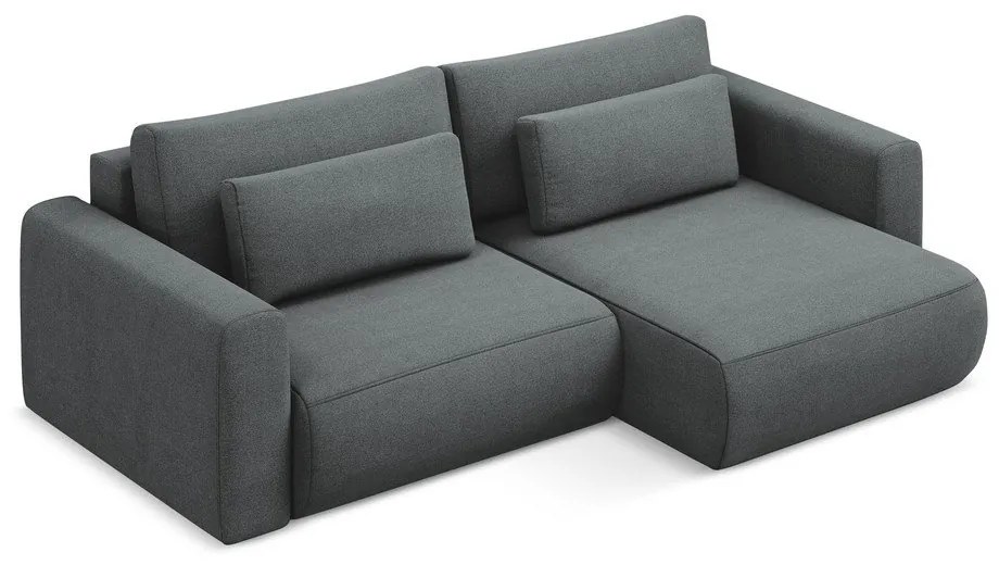 Divano angolare grigio scuro allungabile/con contenitore (con penisola a destra/con chaise lounge) Kapua – Makamii