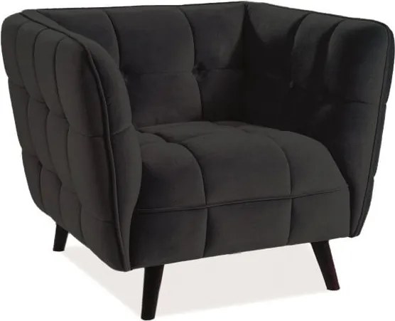 Poltrona Castello 1 in velluto nero - Blu19/wenge
