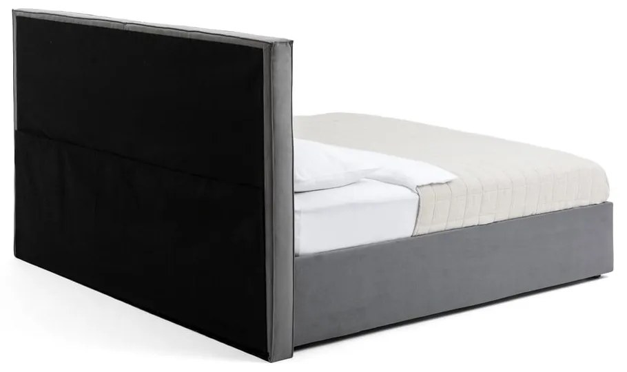 Letto matrimoniale imbottito grigio con contenitore con rete inclusa 160x200 cm Thessa Bold – Bonami Selection