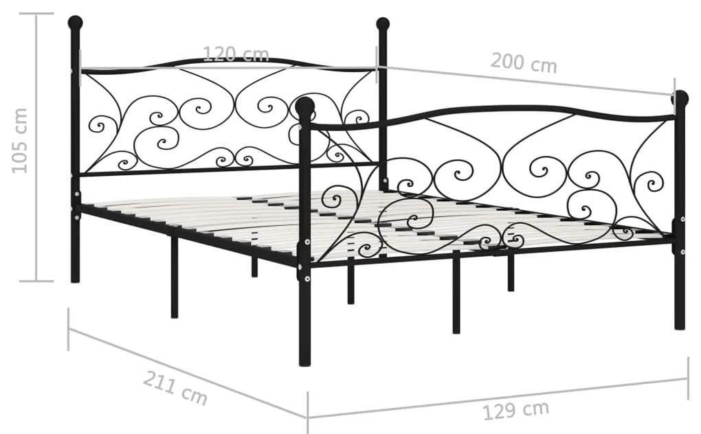 Giroletto con doghe nero in metallo 120x200 cm