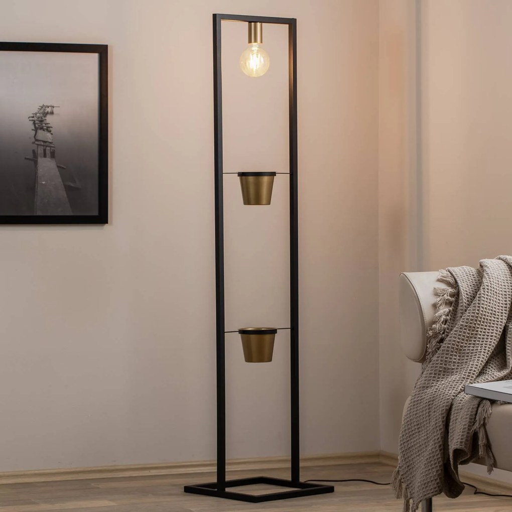 Lampada da terra Flores Luminex, Nero, Soggiorno / Sala da pranzo, Metallo, Moderno, Lampada da terra
