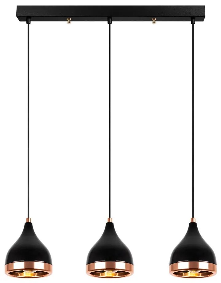 Lampadario nero/color rame con paralume in metallo Yildo – Opviq lights