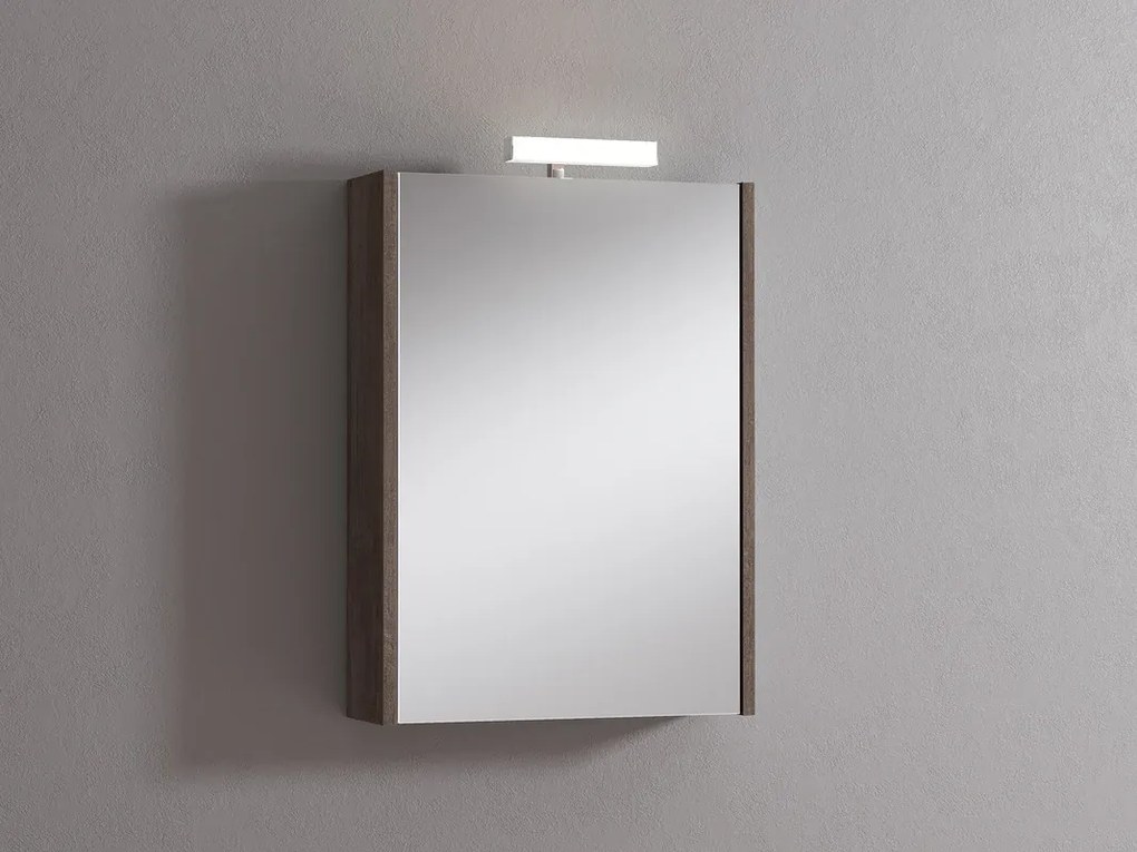 Pensile con luce Akira rovere scuro L 51.5 x H 70 x P 15.5 cm