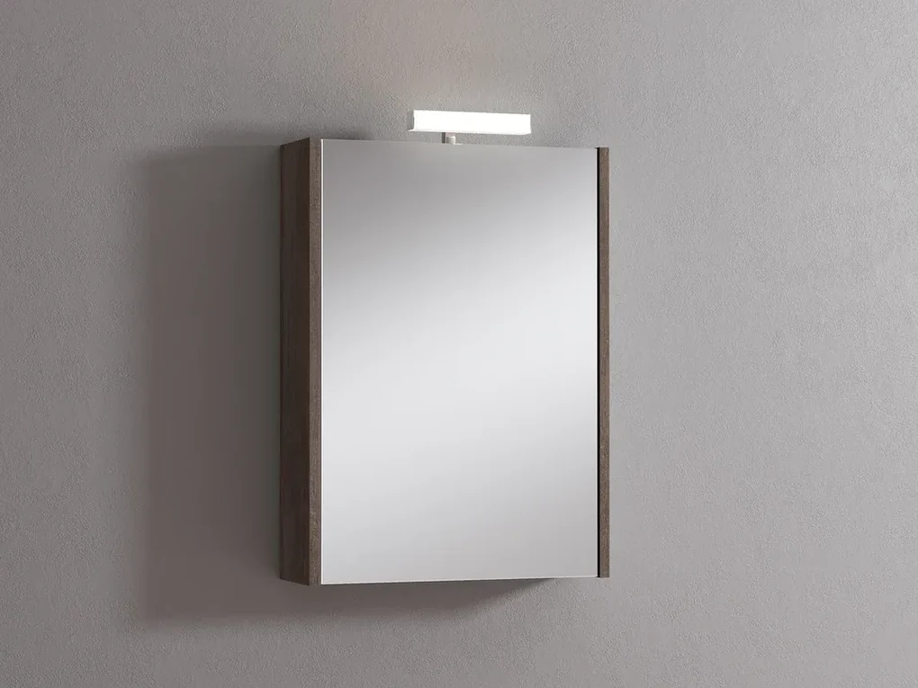Pensile con luce Akira rovere scuro L 51.5 x H 70 x P 15.5 cm