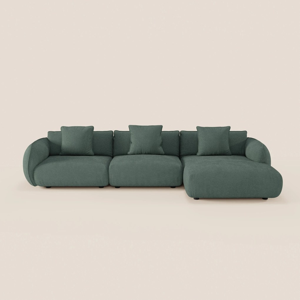 Nimbus divano angolare con penisola componibile in morbido tessuto effetto cotone smacchiabile T33