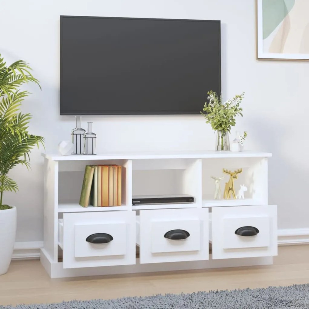 Mobile porta tv bianco 100x35x50 cm in legno multistrato