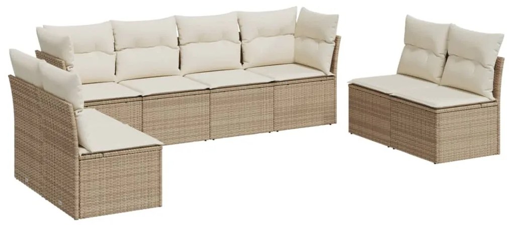 Set divano da giardino 8 pz con cuscini beige in polyrattan