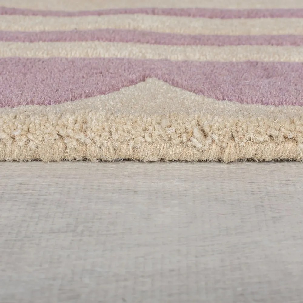 Tappeto in lana tessuto a mano di colore viola-naturale 160x230 cm Lois Scallop - Flair Rugs