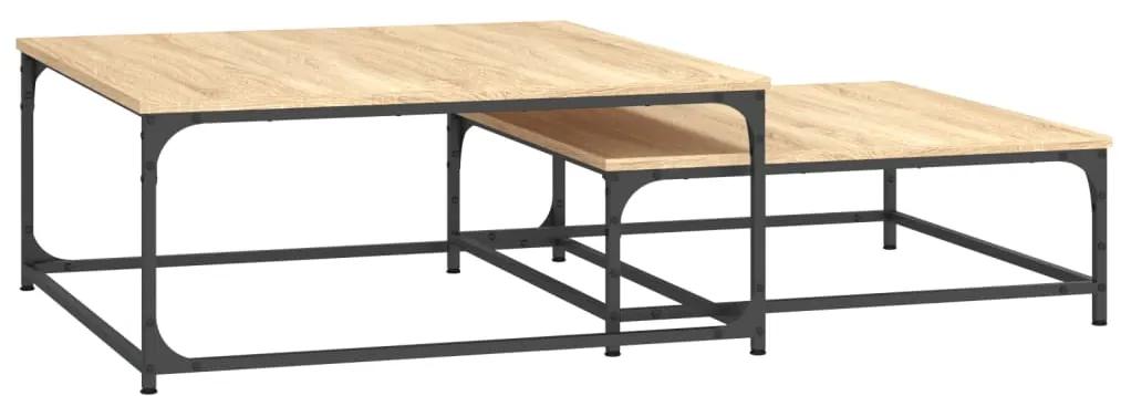 Tavolini Impilabili 2 pz Rovere Sonoma in Legno Multistrato