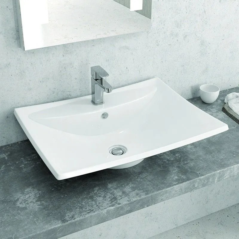 Kamalu - lavabo da appoggio moderno 60cm linea litos-t160