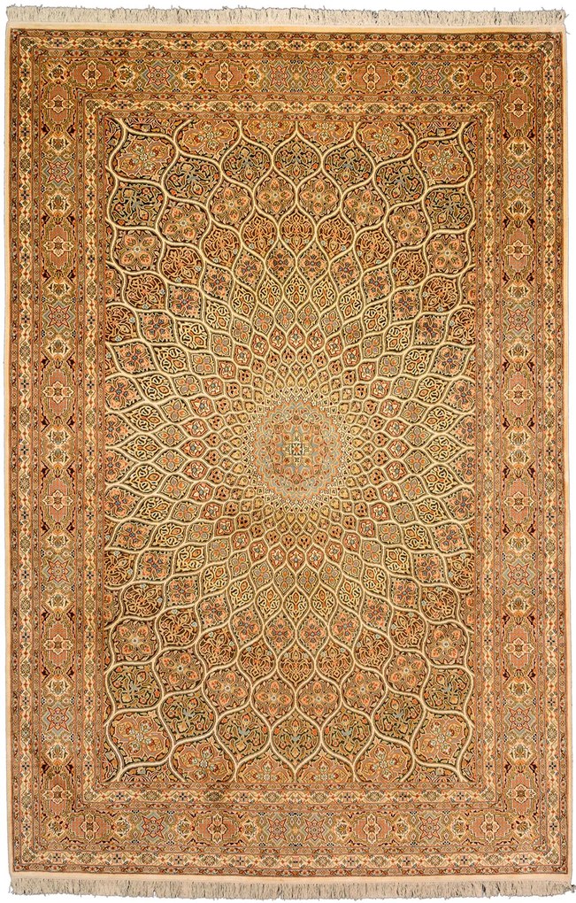 Cashmere Silk Tappeto 280 x 130 Beige (Indian) Annodato A Mano