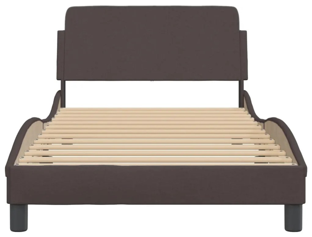 Giroletto con testiera marrone scuro 100x200 cm in tessuto