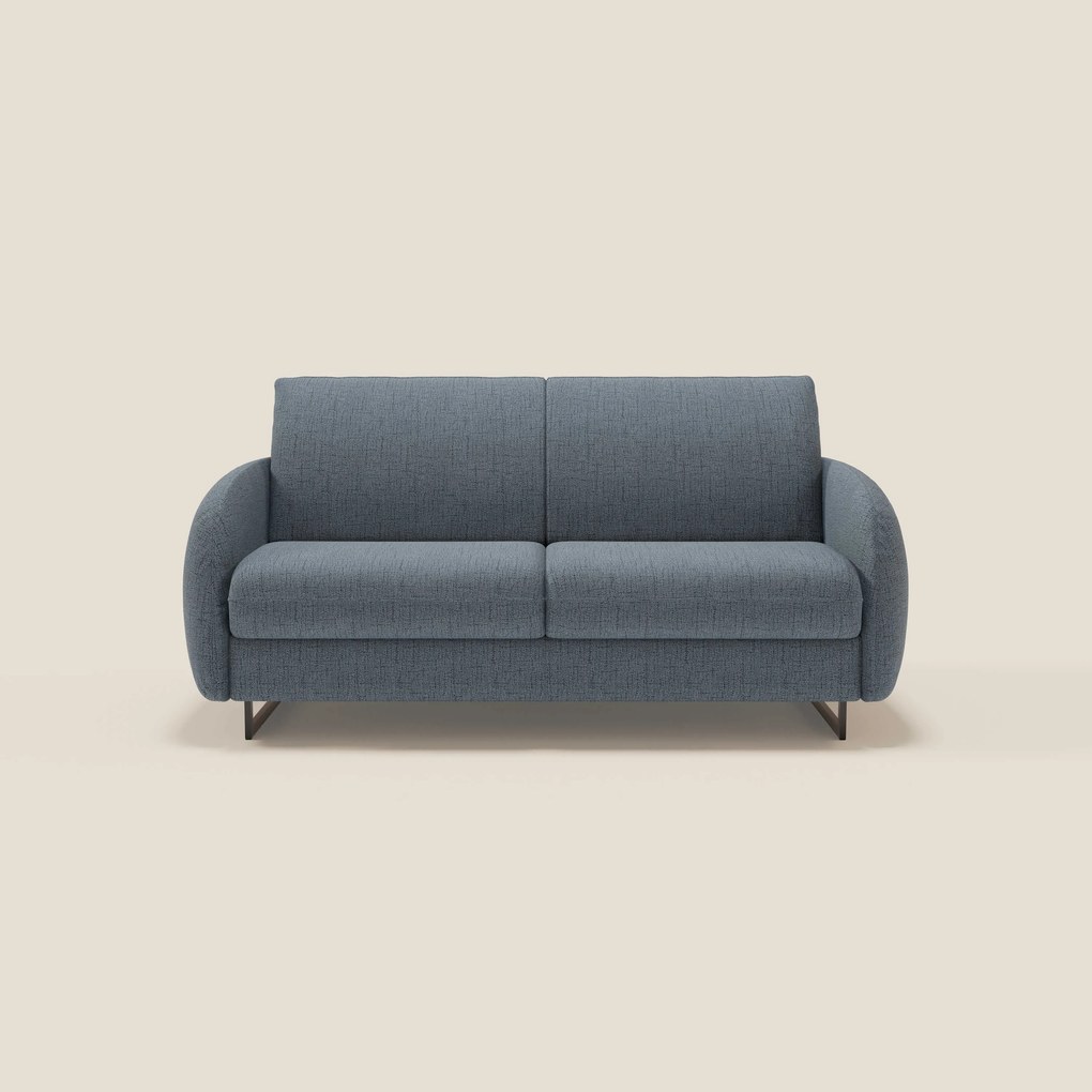 Ninfea divano letto Design Morbido con Piedini alti in Metallo e Materasso H18 cm in tessuto impermeabile T03 blu