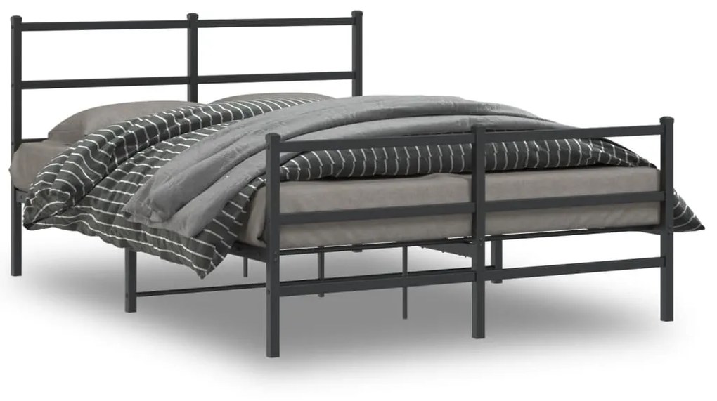 Giroletto Con Testiera E Pediera Metallo Nero 140x190 Cm /