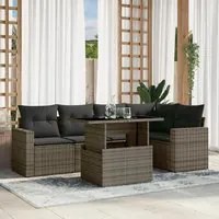 Set Divano da Giardino 6 pz con Cuscini Grigio in Polyrattan 3267260