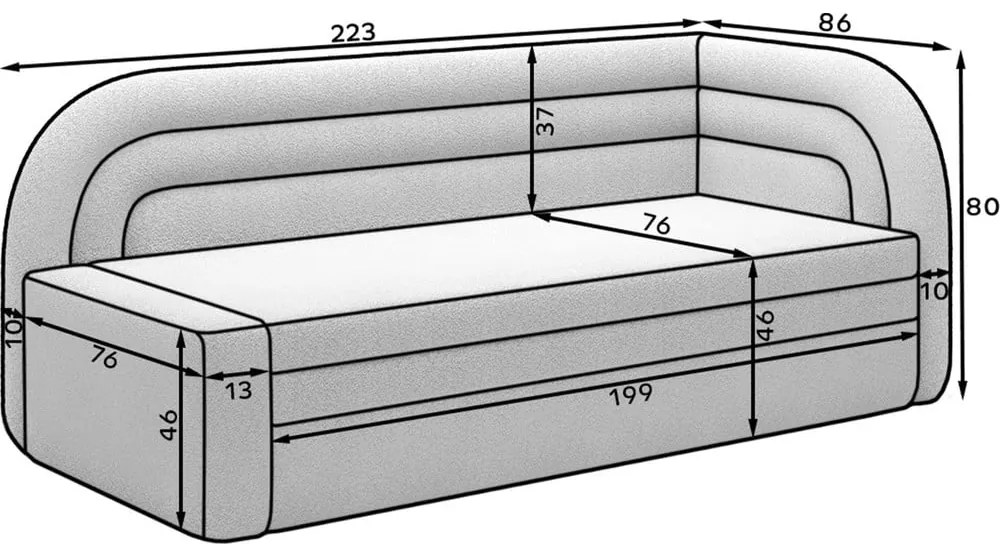 Divano grigio allungabile/con contenitore con penisola a sinistra e rivestimento in bouclé 223 cm Fabillo – ELTAP