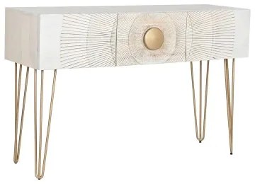 Console Home ESPRIT Bianco Dorato Metallo Legno di mango 120 x 38 x 76 cm